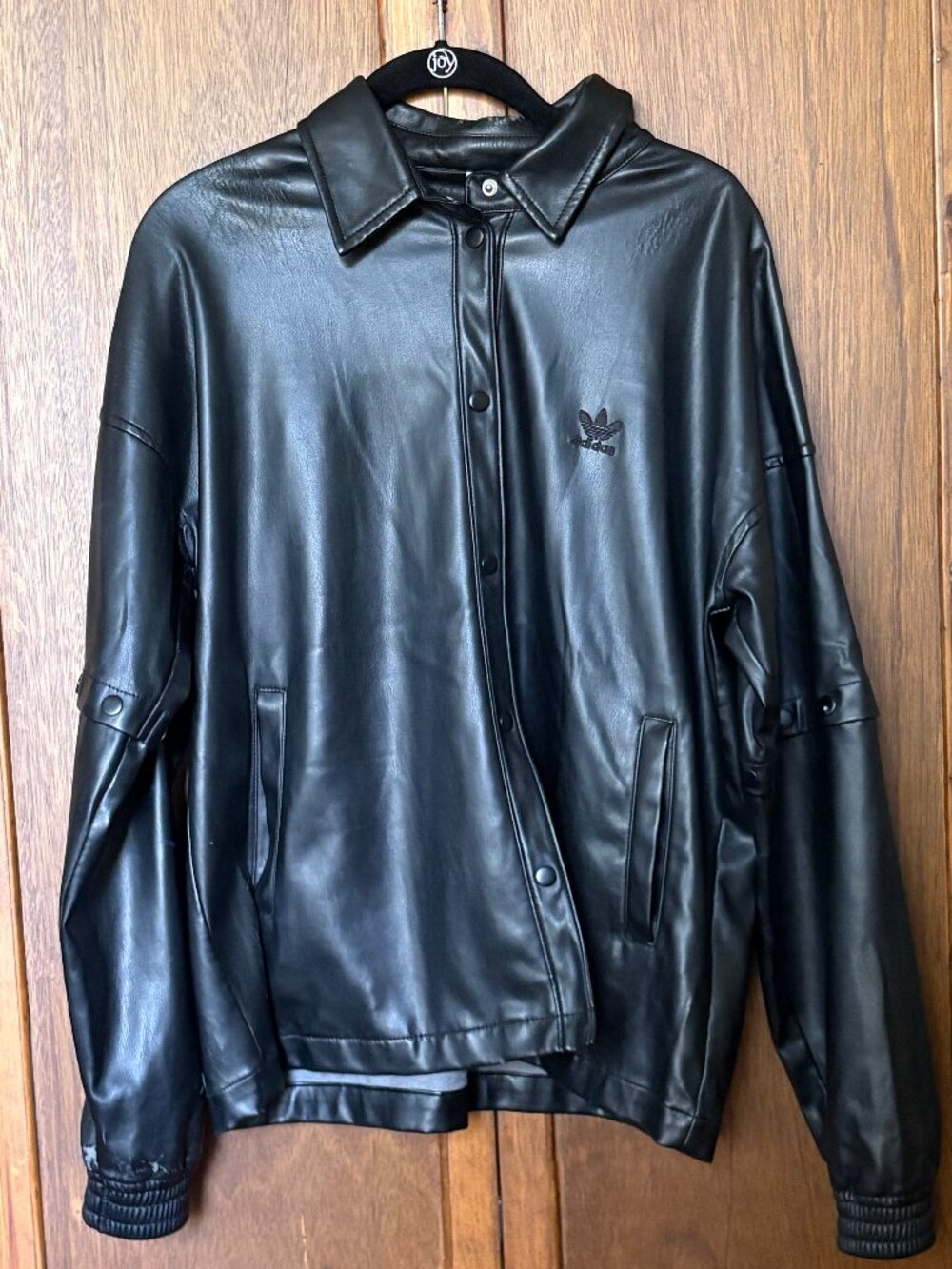 Adidas Women's Black Fauz Leather Jacket